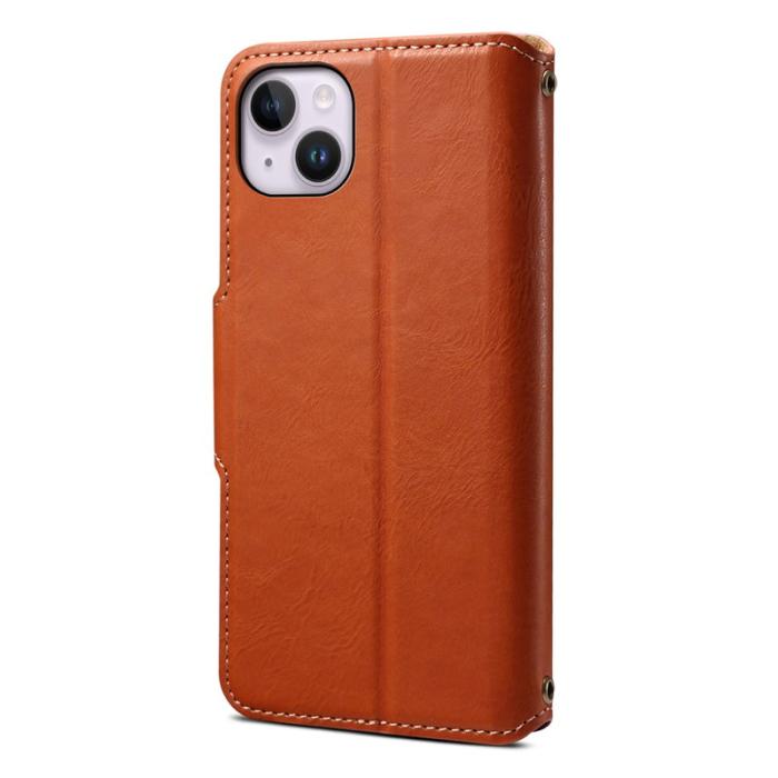 DENIOR - DENIOR iPhone 15 Plus Fodral i äkta läder - Brun