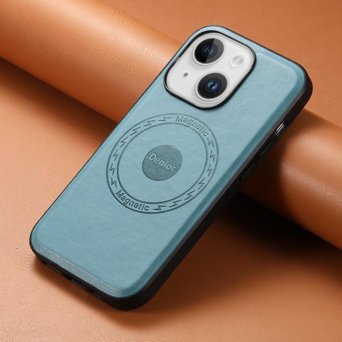 DENIOR - DENIOR iPhone 15 Plus Magnetfodral Läder+PC+TPU - Blå