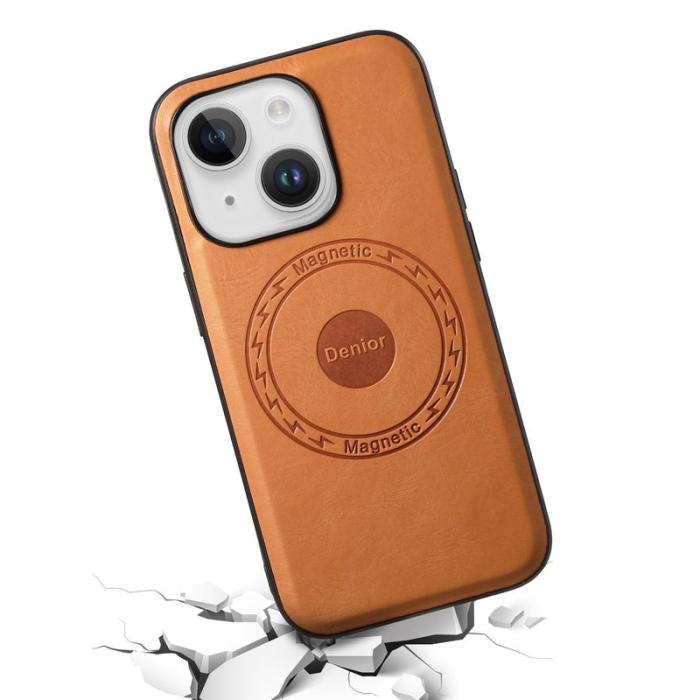 DENIOR - DENIOR iPhone 15 Plus Magnetfodral Läder+PC+TPU - Khaki