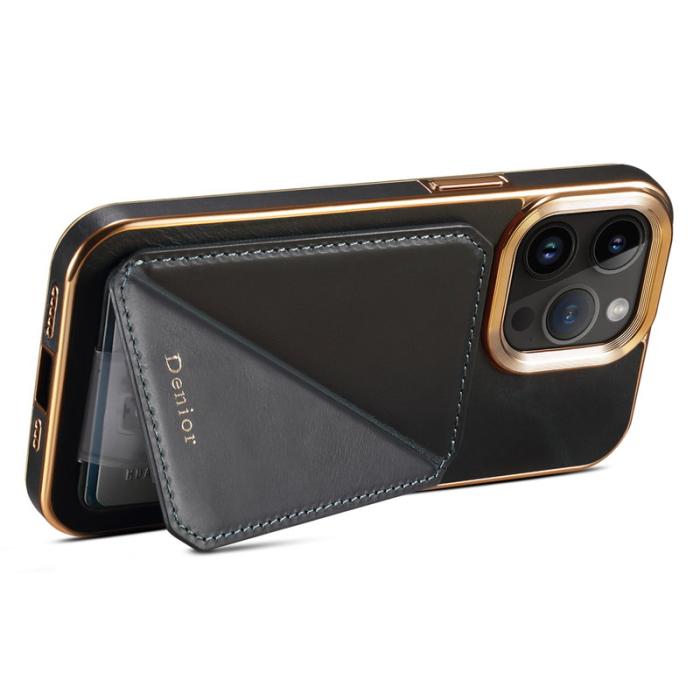 DENIOR - DENIOR iPhone 15 Pro Max Fodral Kortfodral Äkta Läder + TPU + PC - Blå