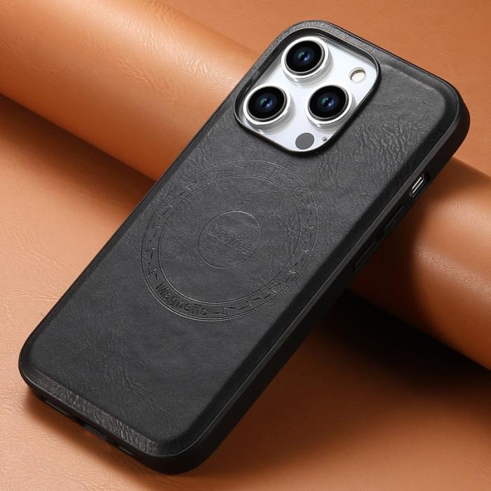 DENIOR - DENIOR iPhone 15 Pro Max Skal PU-läder Belagt TPU+PC - Svart