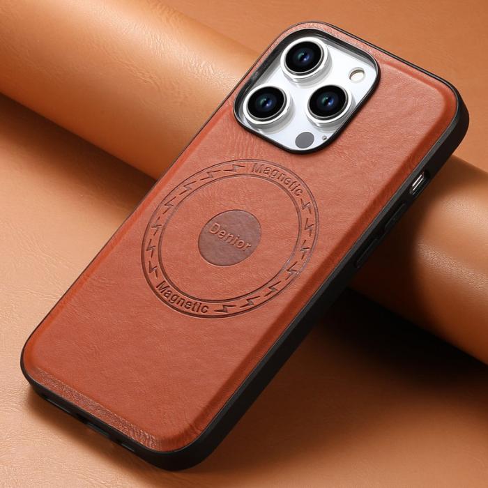 DENIOR - DENIOR iPhone 15 Pro Max Skal PU-läder Coated TPU+PC - Brun