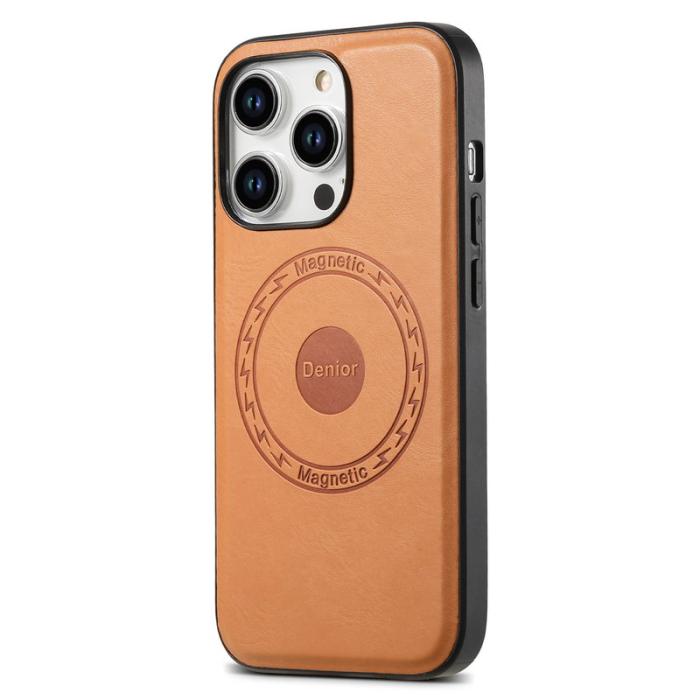 DENIOR - DENIOR iPhone 15 Pro Max Skal PU-läder Coated TPU+PC - Khaki