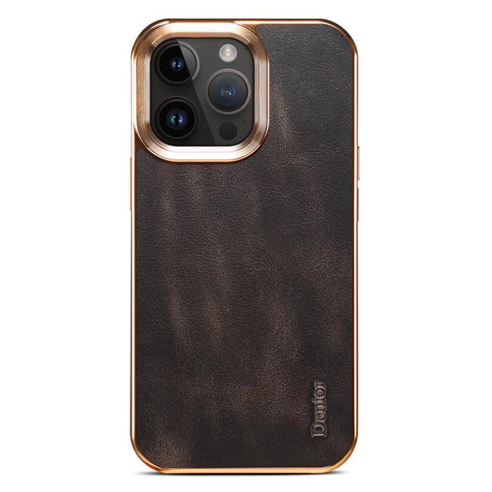 DENIOR - DENIOR iPhone 15 Pro Max Skal i äkta läder och PC - Svart