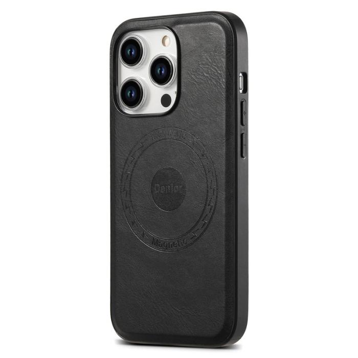 DENIOR - DENIOR iPhone 15 Pro Fodral i äkta läder - Svart