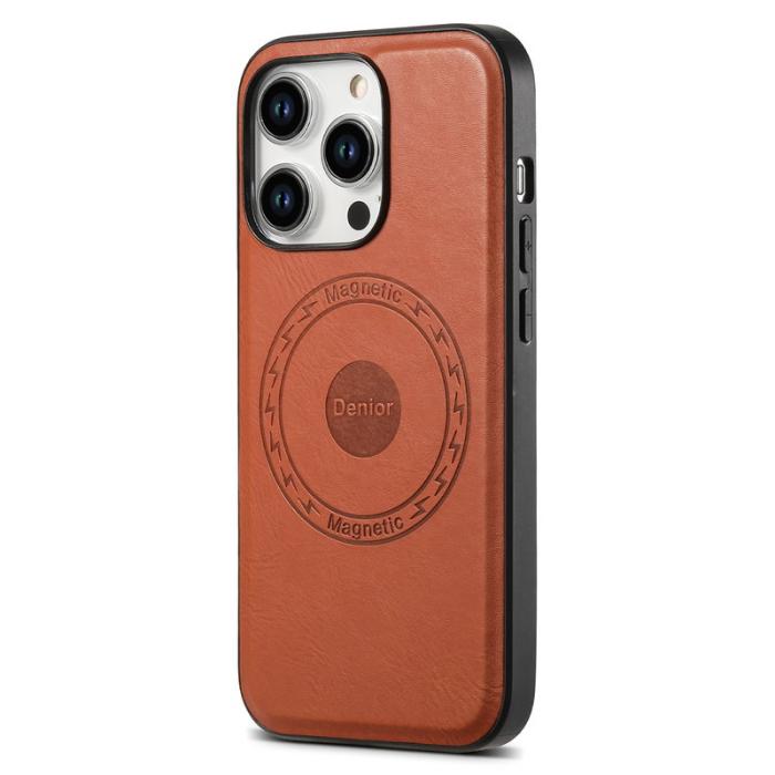 DENIOR - DENIOR iPhone 15 Pro Fodral i äkta läder - Brun