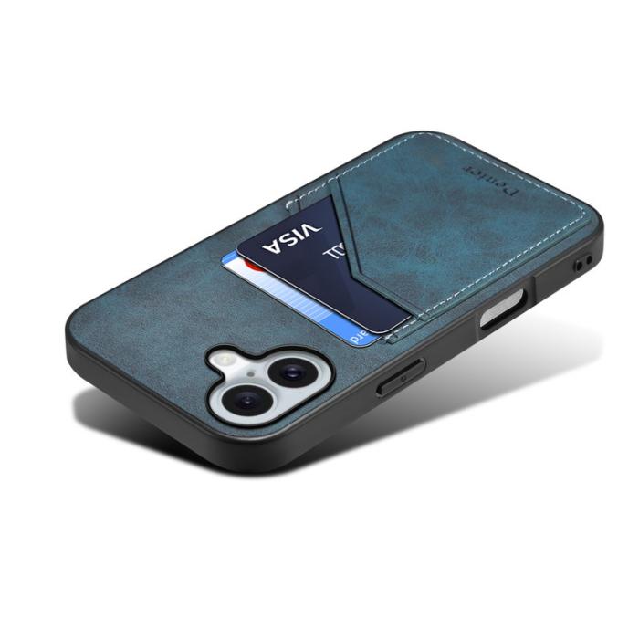 DENIOR - DENIOR iPhone 16 Fodral PU Läder + TPU + PC - Blå
