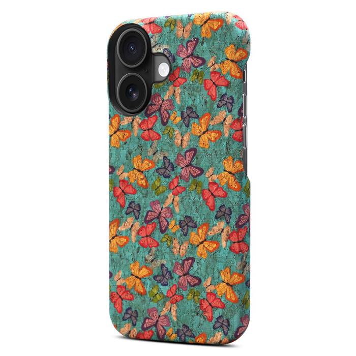 DENIOR - DENIOR iPhone 16 Fodral Mönstertryckt PU Läder + PC - Blå