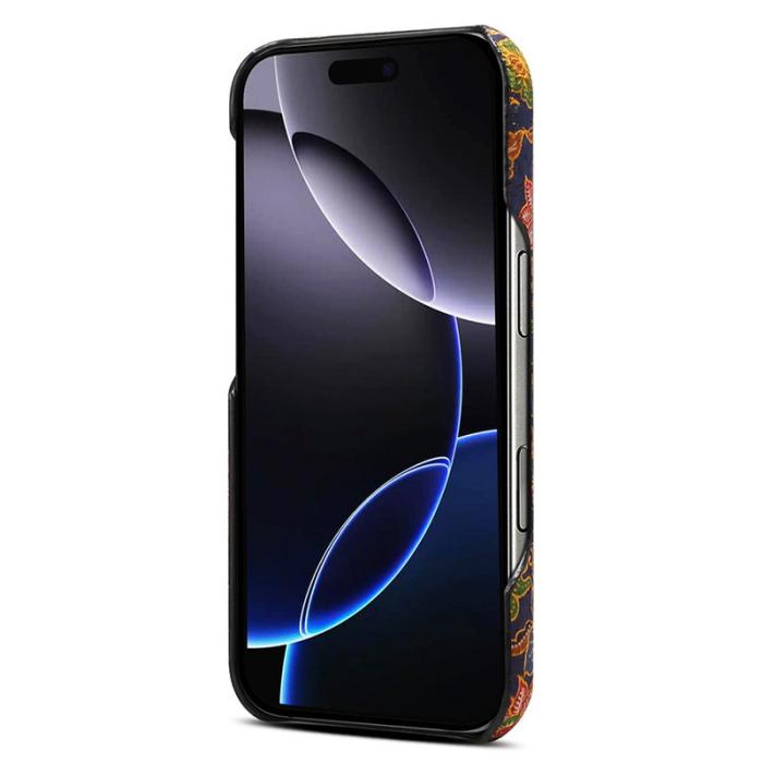 DENIOR - DENIOR iPhone 16 Fodral Mönstertryckt PU Läder + PC - Lila