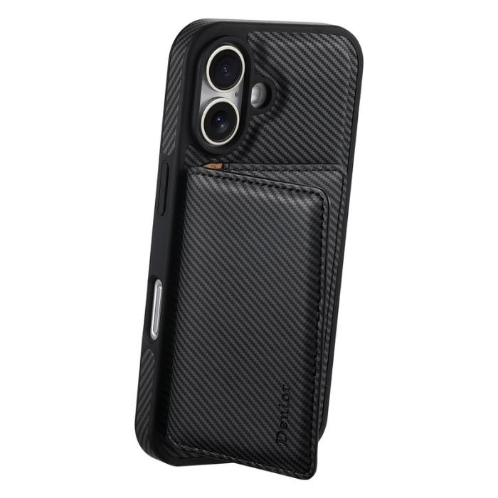 DENIOR - DENIOR iPhone 16 Skal Äkta Läder Magnetiskt Svart