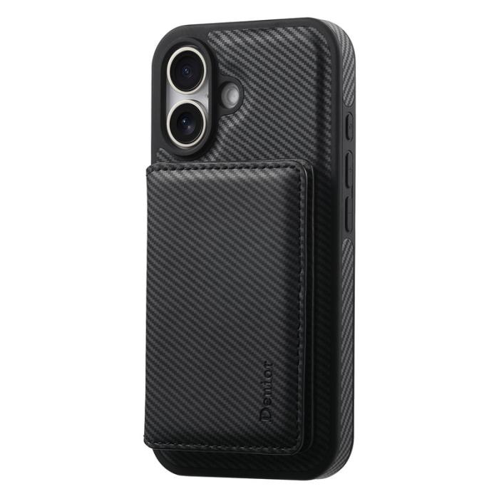 DENIOR - DENIOR iPhone 16 Skal Äkta Läder Magnetiskt Svart
