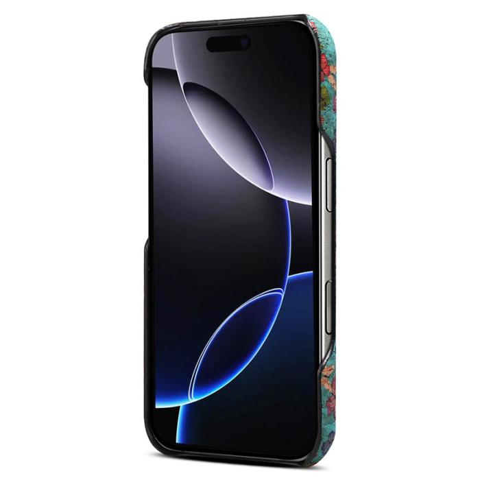 DENIOR - DENIOR iPhone 16 Plus Fodral Mönstertryckt PU Läder + PC - Blå