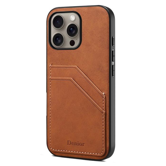 DENIOR - DENIOR iPhone 16 Pro Fodral PU Läder + TPU + PC - Brun