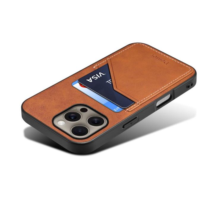 DENIOR - DENIOR iPhone 16 Pro Fodral PU Läder + TPU + PC - Brun
