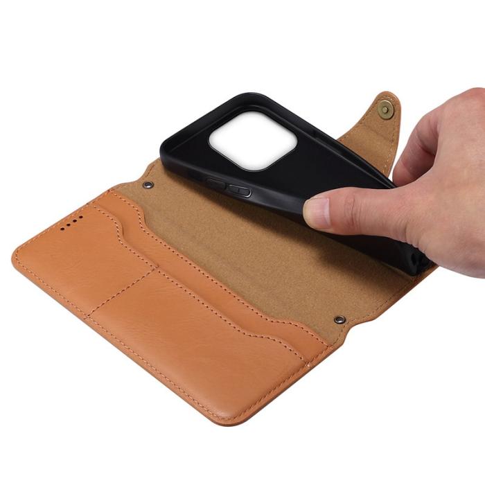 DENIOR - DENIOR iPhone 16 Pro Fodral Plånbok Äkta Läder Blå