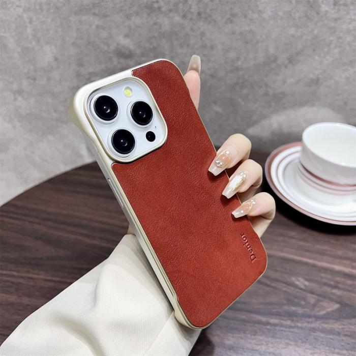 DENIOR - DENIOR iPhone 16 Pro Magnetfodral Äkta Läder PC Ställ - Röd