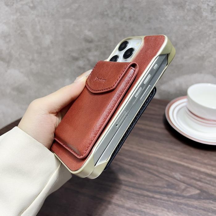 DENIOR - DENIOR iPhone 16 Pro Magnetfodral Äkta Läder PC Ställ - Röd