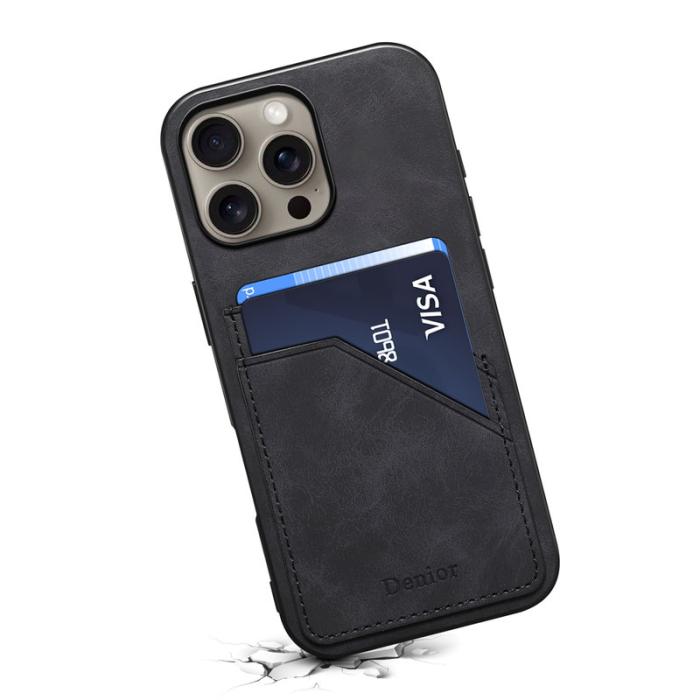 DENIOR - DENIOR iPhone 16 Pro Max Fodral PU Läder + TPU + PC - Svart