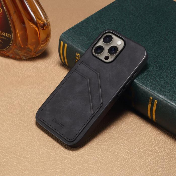 DENIOR - DENIOR iPhone 16 Pro Max Fodral PU Läder + TPU + PC - Svart