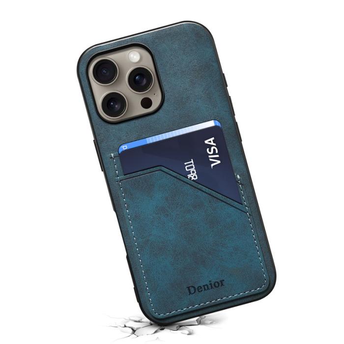 DENIOR - DENIOR iPhone 16 Pro Max Fodral PU-läder + TPU + PC - Blå