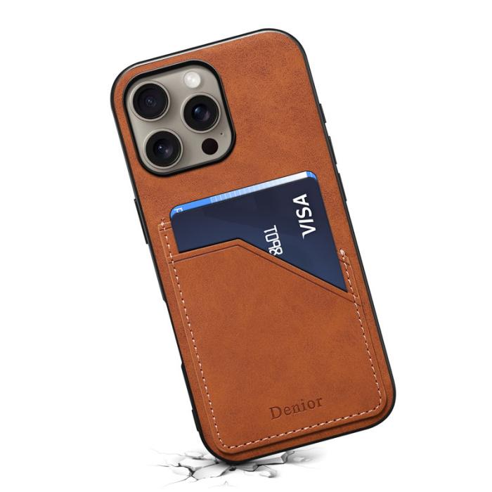 DENIOR - DENIOR iPhone 16 Pro Max Fodral PU Läder + TPU + PC - Brun