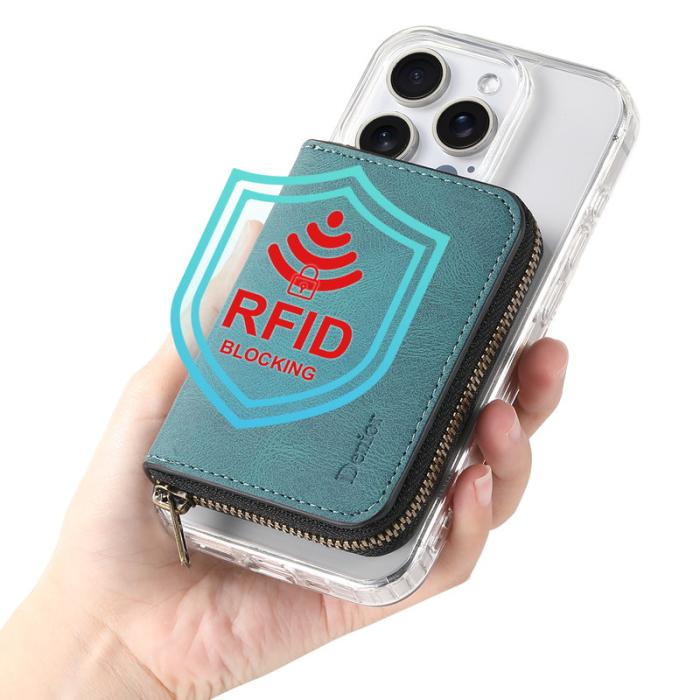 DENIOR - DENIOR iPhone 16 Pro Max Fodral Äkta Läder Med Dragkedja - Blå