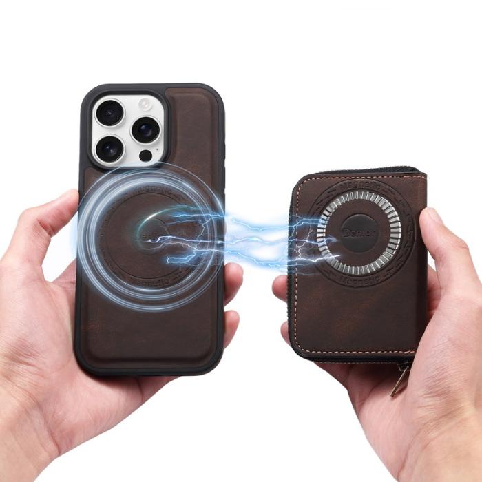 DENIOR - DENIOR iPhone 16 Pro Max Skal Äkta Läder Med Fack - Brun