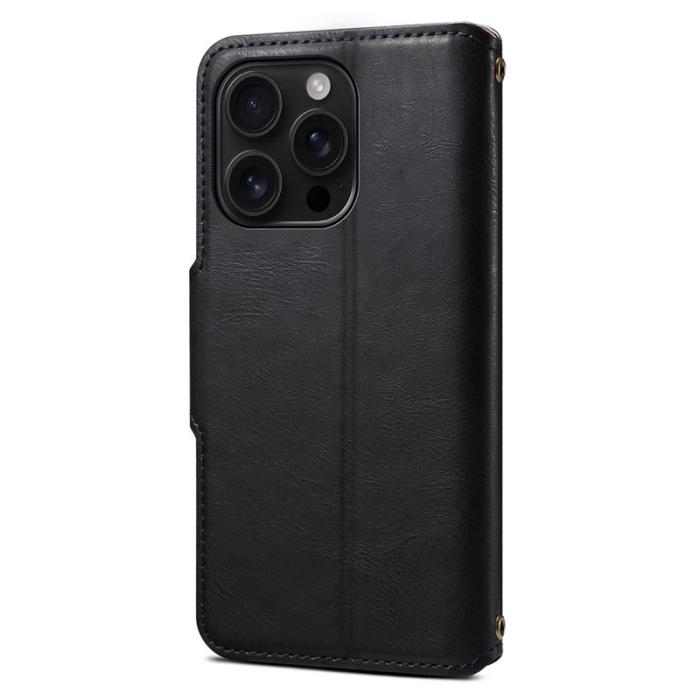 DENIOR - DENIOR iPhone 16 Pro Max Fodral Plånbok Läder Svart