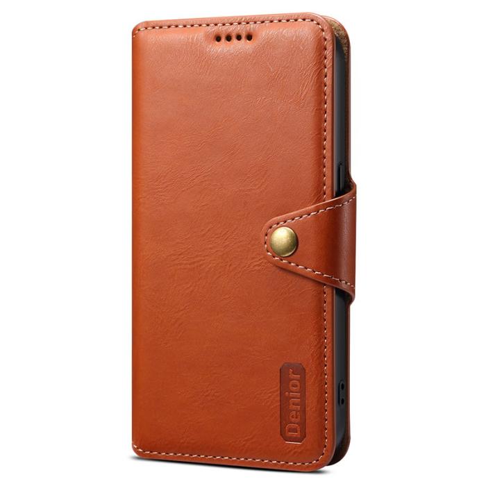 DENIOR - DENIOR iPhone 16 Pro Max Fodral Plånbok Äkta Läder Brun