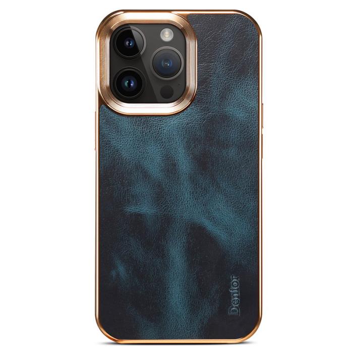 DENIOR - DENIOR iPhone 16 Pro Max Fodral Äkta Läder Blå