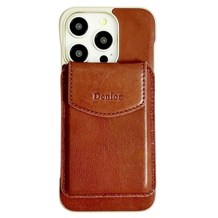 DENIOR - DENIOR iPhone 16 Pro Max Skal Äkta Läder PC Ställ - Röd