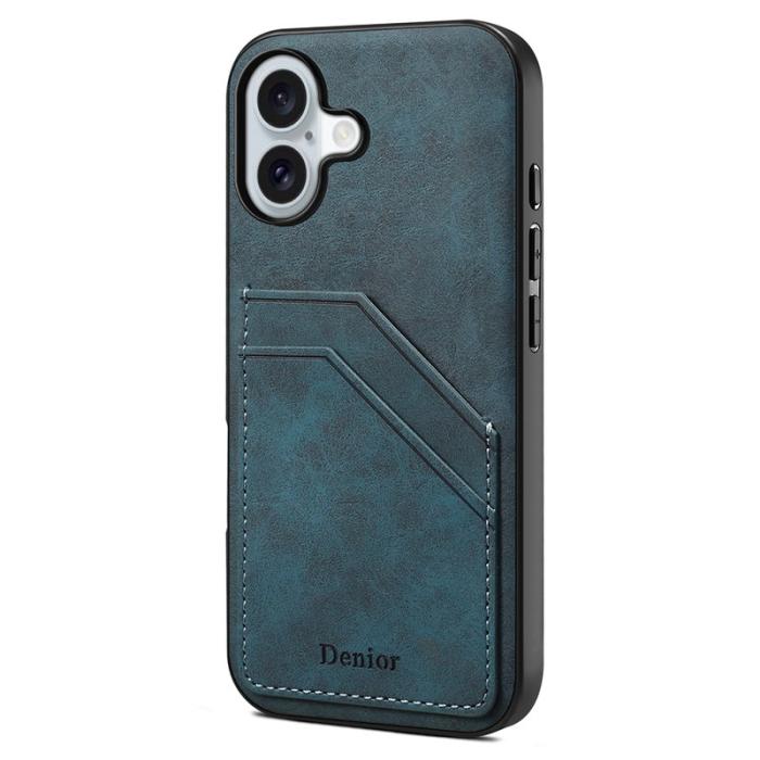 DENIOR - DENIOR iPhone 17 Fodral PU-läder + TPU + PC - Blå
