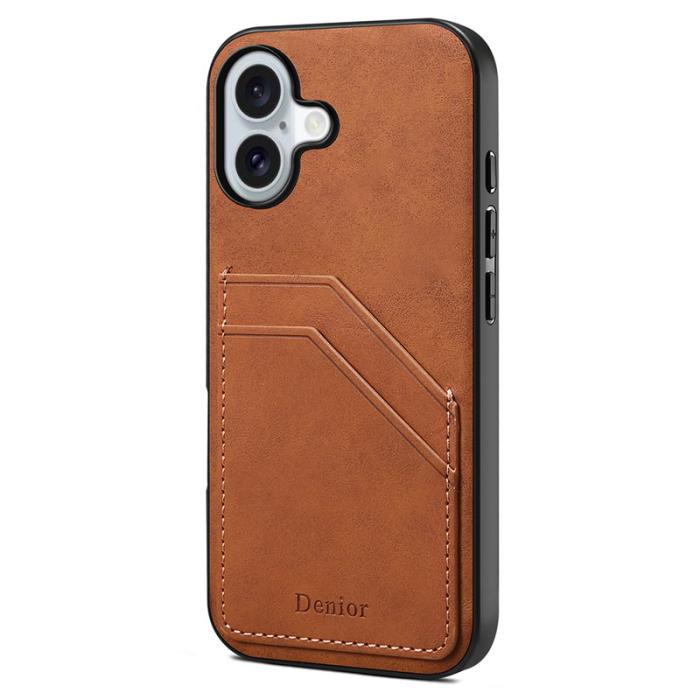 DENIOR - DENIOR iPhone 17 Fodral PU Läder + TPU + PC - Brun