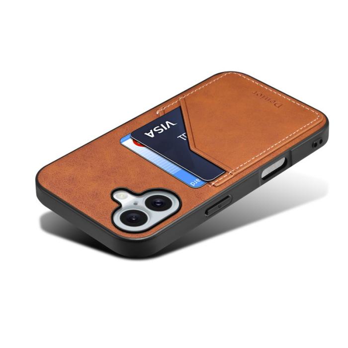 DENIOR - DENIOR iPhone 17 Fodral PU Läder + TPU + PC - Brun