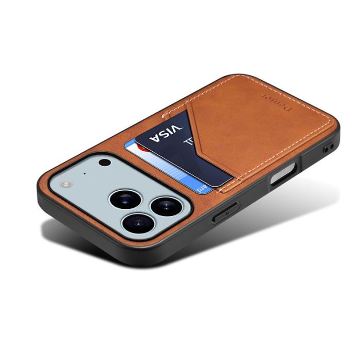 DENIOR - DENIOR iPhone 17 Pro Fodral PU Läder + TPU + PC - Brun