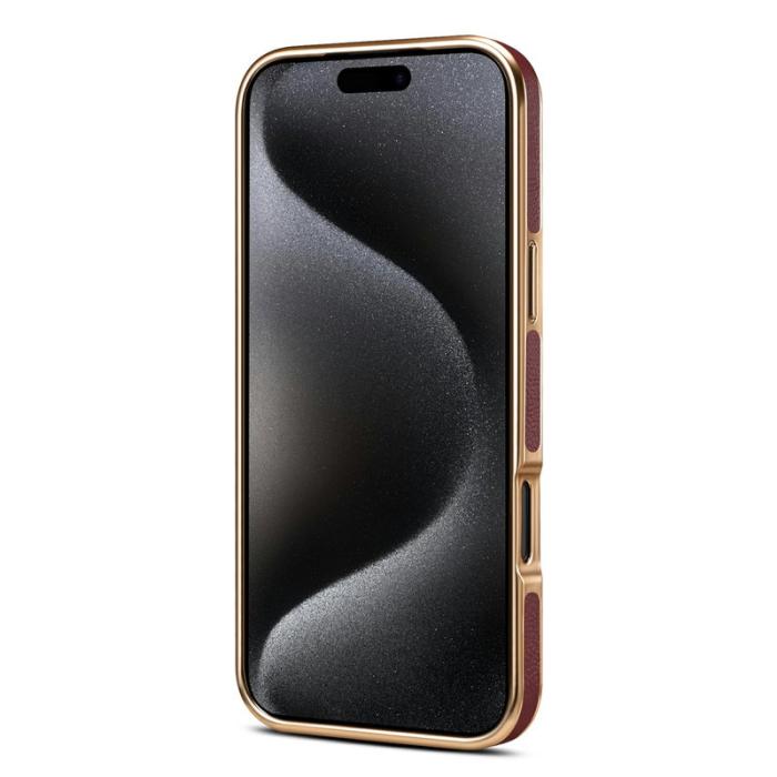 DENIOR - DENIOR iPhone 17 Pro Fodral Äkta Läder Belagt PC + TPU - Brun