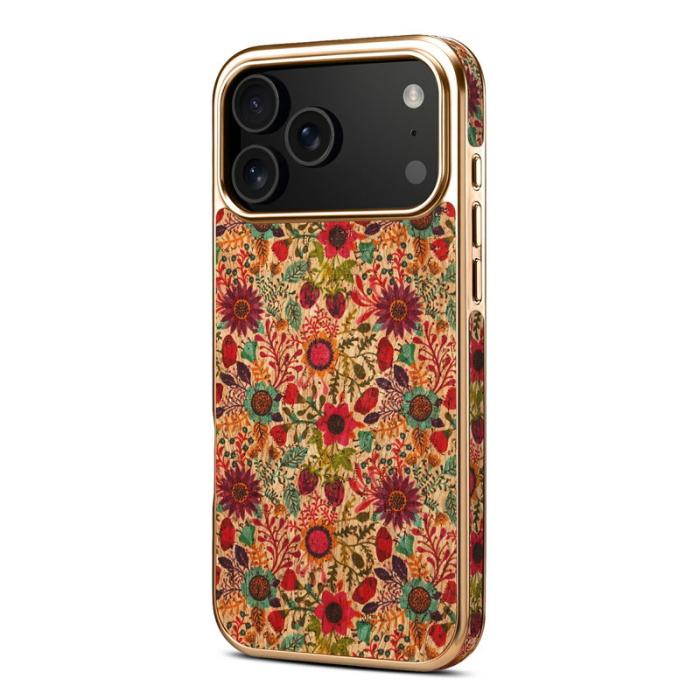 DENIOR - DENIOR iPhone 17 Pro Fodral Mönstertryckt Electroplaterat Läder Lila