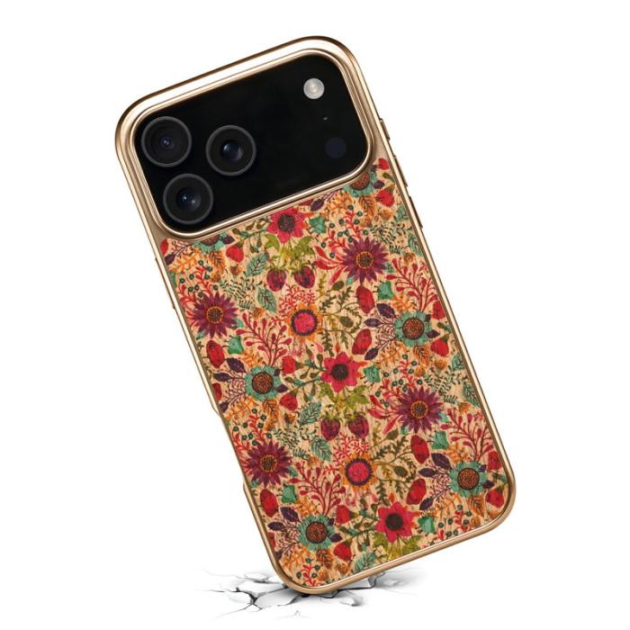 DENIOR - DENIOR iPhone 17 Pro Fodral Mönstertryckt Electroplaterat Läder Lila