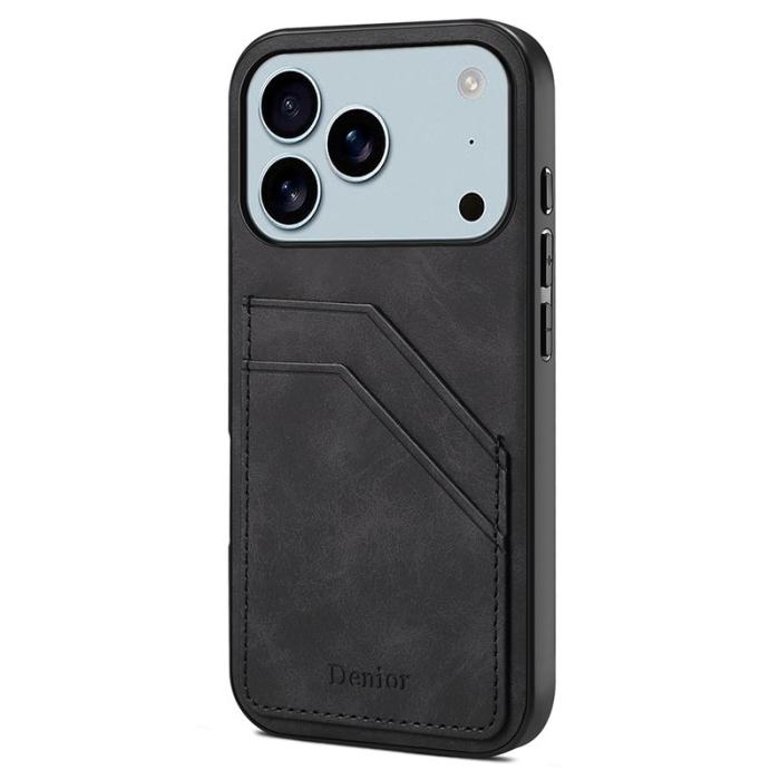 DENIOR - DENIOR iPhone 17 Pro Max Fodral PU Läder + TPU + PC - Svart
