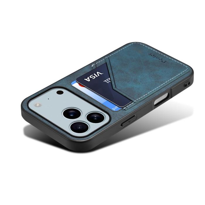 DENIOR - DENIOR iPhone 17 Pro Max Fodral PU-läder + TPU + PC - Blå