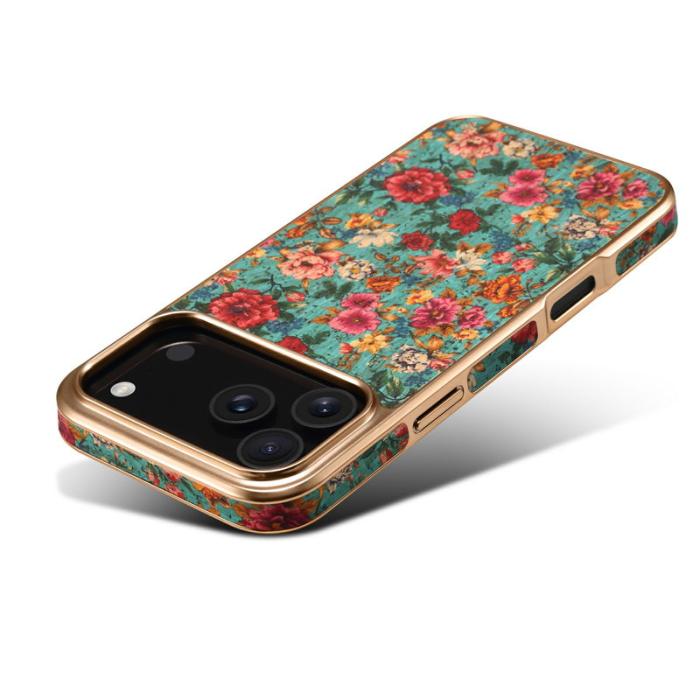 DENIOR - DENIOR iPhone 17 Pro Max Fodral Mönstertryckt Läder - Blå