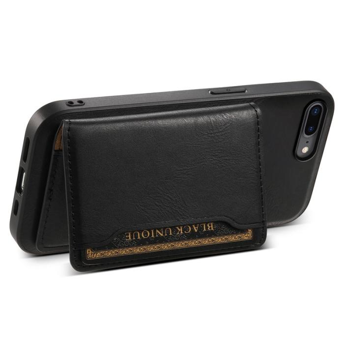 DENIOR - DENIOR iPhone 7 Plus/8 Plus Magnetfodral Äkta läder Svart