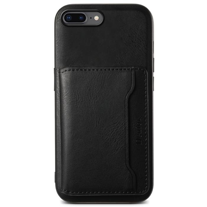 DENIOR - DENIOR iPhone 7 Plus/8 Plus Magnetfodral Äkta läder Svart