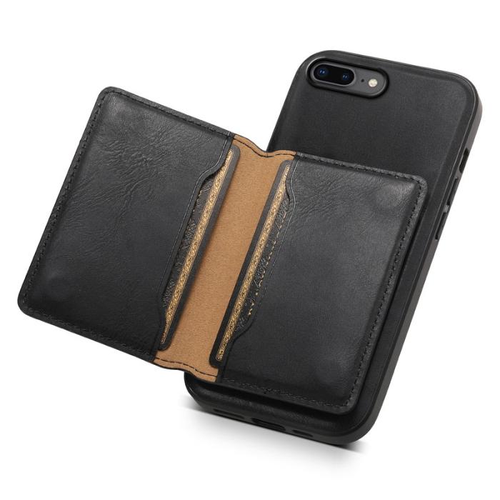 DENIOR - DENIOR iPhone 7 Plus/8 Plus Magnetfodral Äkta läder Svart