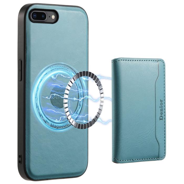 DENIOR - DENIOR iPhone 7 Plus/8 Plus Magnetfodral Äkta läder Blå
