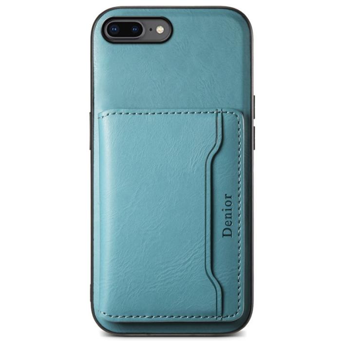 DENIOR - DENIOR iPhone 7 Plus/8 Plus Magnetfodral Äkta läder Blå