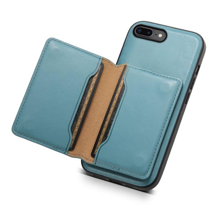 DENIOR - DENIOR iPhone 7 Plus/8 Plus Magnetfodral Äkta läder Blå