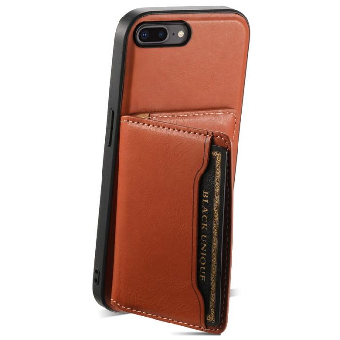 DENIOR - DENIOR iPhone 7 Plus/8 Plus Magnetfodral Äkta läder - Brun