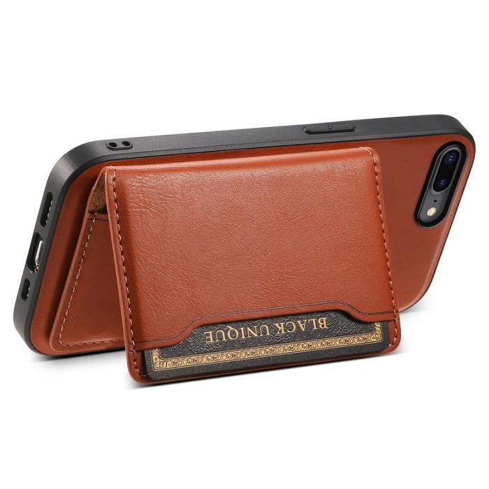 DENIOR - DENIOR iPhone 7 Plus/8 Plus Magnetfodral Äkta läder - Brun