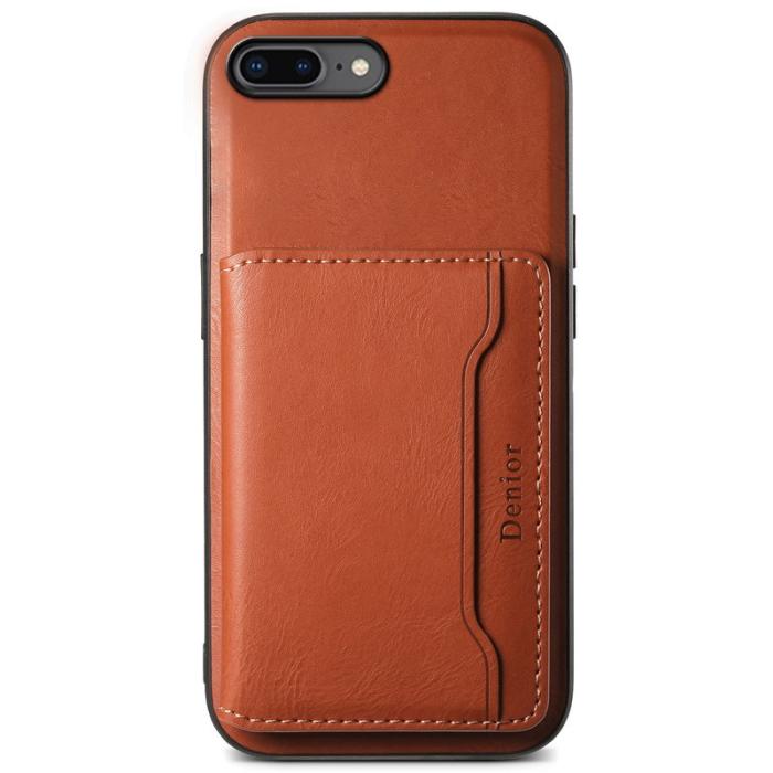 DENIOR - DENIOR iPhone 7 Plus/8 Plus Magnetfodral Äkta läder - Brun